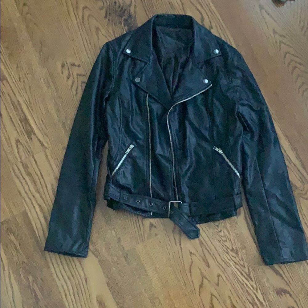 black leather jacket
